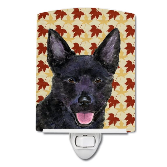Caroline's Treasures SS4358CNL Australian Kelpie Fall Leaves Portrait Ceramic Night Light, 6x4x3", multicolor
