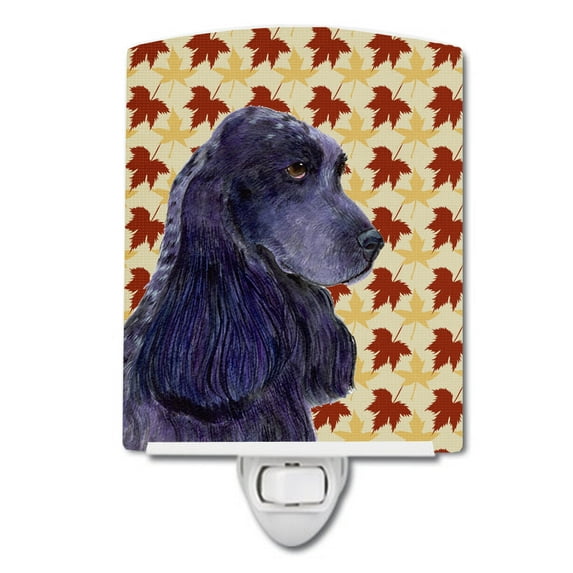 Cocker Spaniel Fall Leaves Portrait Ceramic Night Light