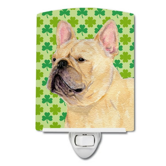 Caroline's Treasures SS4416CNL French Bulldog St. Patrick's Day Shamrock Portrait Ceramic Night Light, 6x4x3",