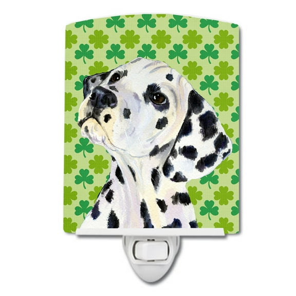 Caroline's Treasures SS4423CNL Dalmatian St. Patrick's Day Shamrock Portrait Ceramic Night Light, 6x4x3", multicolor