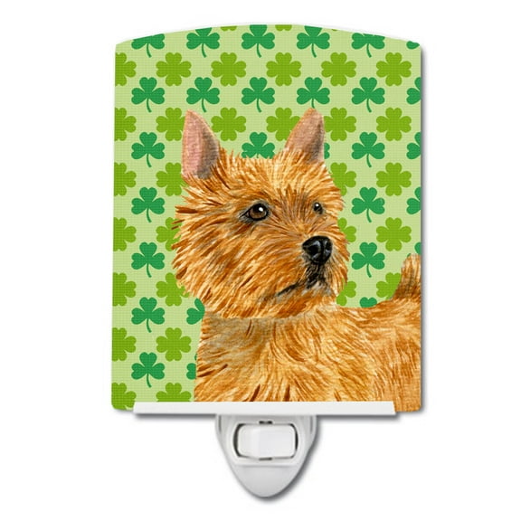 Caroline's Treasures SS4430CNL Norwich Terrier St. Patrick's Day Shamrock Portrait Ceramic Night Light, 6x4x3",