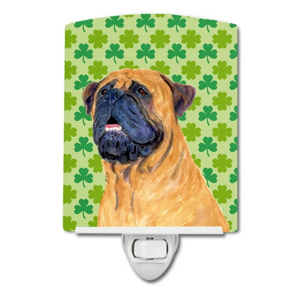 Caroline's Treasures SS4451CNL Mastiff St. Patrick's Day Shamrock Portrait Ceramic Night Light, 6x4x3", multicolor
