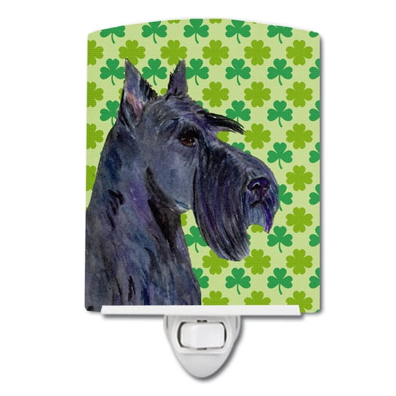 Caroline's Treasures SS4460CNL Scottish Terrier St. Patrick's Day Shamrock Portrait Ceramic Night Light, 6x4x3",