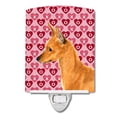 thumbnail image 1 of Caroline's Treasures SS4466CNL Min Pin Hearts Love and Valentine's Day Portrait Ceramic Night Light, 6x4x3", multicolor, 1 of 2
