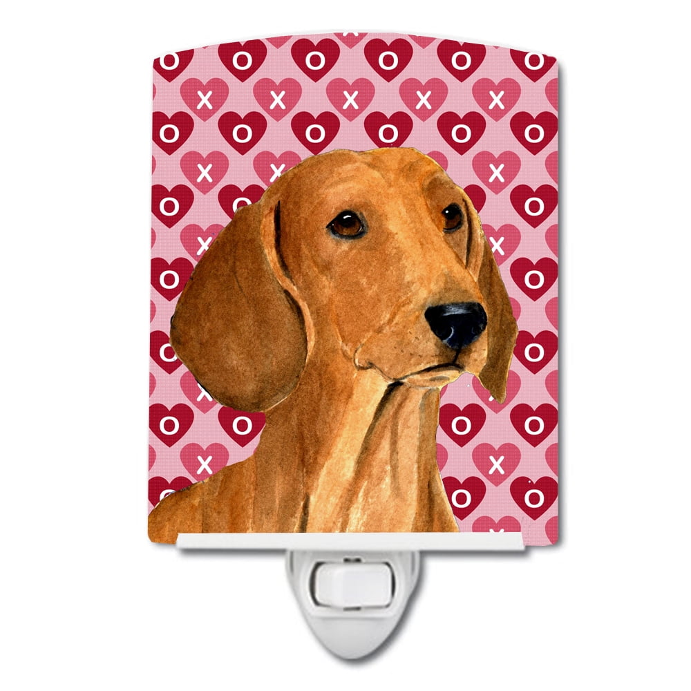 Caroline's Treasures SS4487CNL Dachshund Hearts Love and Valentine's Day Portrait Ceramic Night Light, 6x4x3",