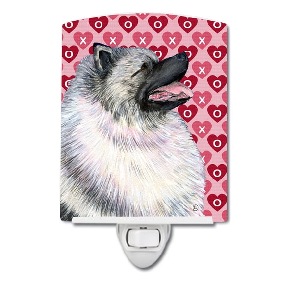 Caroline's Treasures SS4488CNL Keeshond Hearts Love and Valentine's Day Portrait Ceramic Night Light, 6x4x3", multicolor