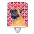 thumbnail image 1 of Caroline's Treasures SS4520CNL Mastiff Hearts Love and Valentine's Day Portrait Ceramic Night Light, 6x4x3", multicolor, 1 of 2