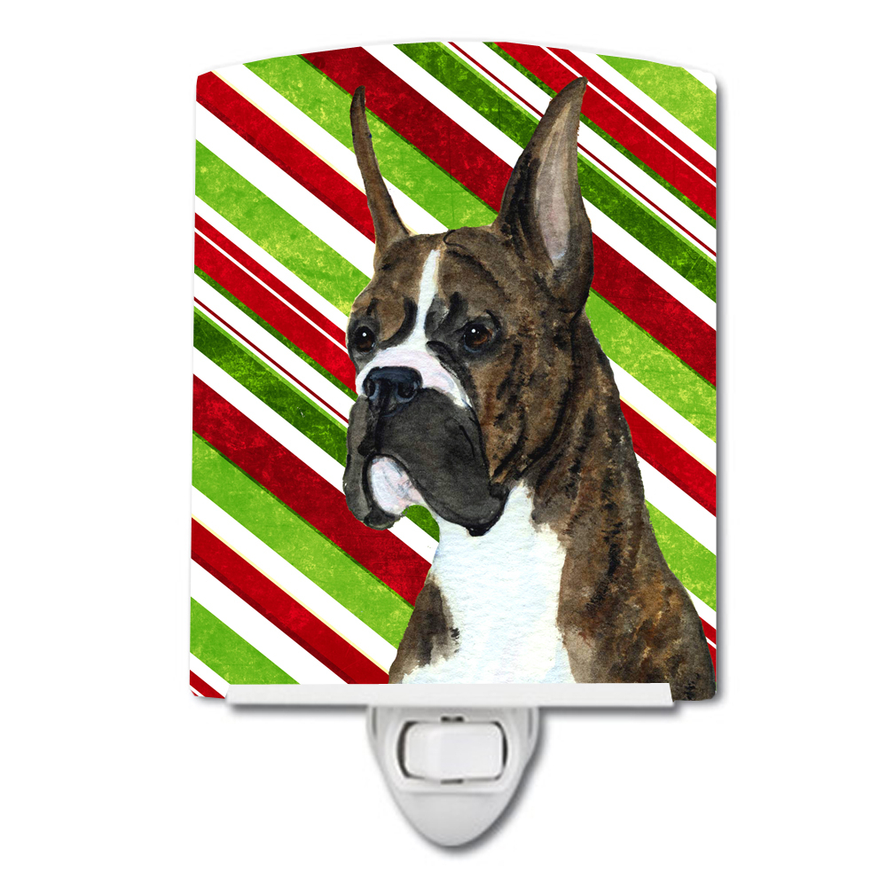 Caroline's Treasures SS4577CNL Boxer Candy Cane Holiday Christmas Ceramic Night Light, 6x4x3", multicolor