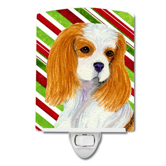 Cavalier Spaniel Candy Cane Holiday Christmas Ceramic Night Light