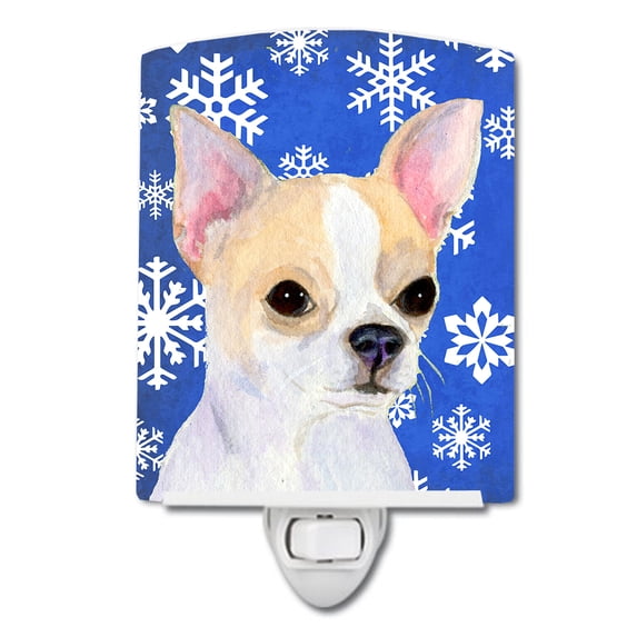 Caroline's Treasures SS4612CNL Chihuahua Winter Snowflakes Holiday Ceramic Night Light, 6x4x3", multicolor