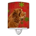 thumbnail image 1 of Caroline's Treasures SS4717CNL Sussex Spaniel Red Green Snowflake Holiday Christmas Ceramic Night Light, 6x4x3",, 1 of 2