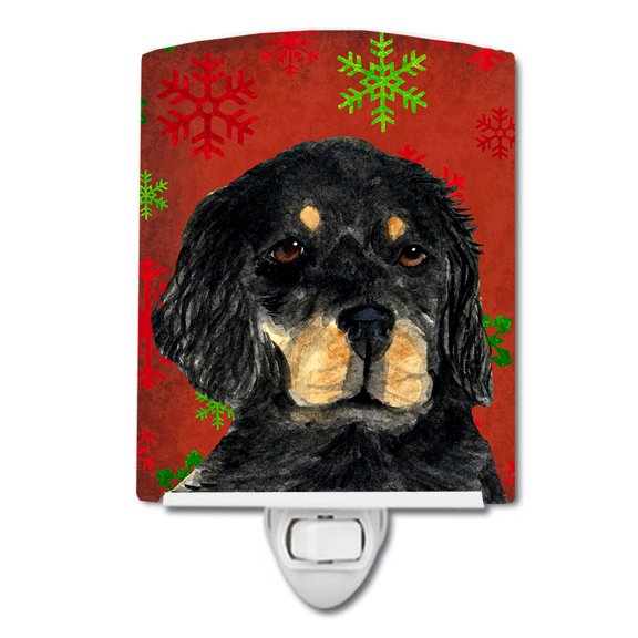 Gordon Setter Red Snowflakes Christmas Ceramic Night Light