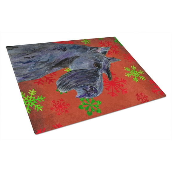 Caroline's Treasures SS4736LCB Scottish Terrier Red and Green Snowflakes Holiday Christmas Glass Cutting Board Large,