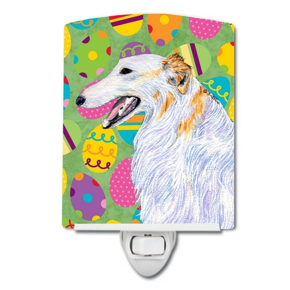 Caroline's Treasures SS4820CNL Borzoi Easter Eggtravaganza Ceramic Night Light, 6x4x3", multicolor