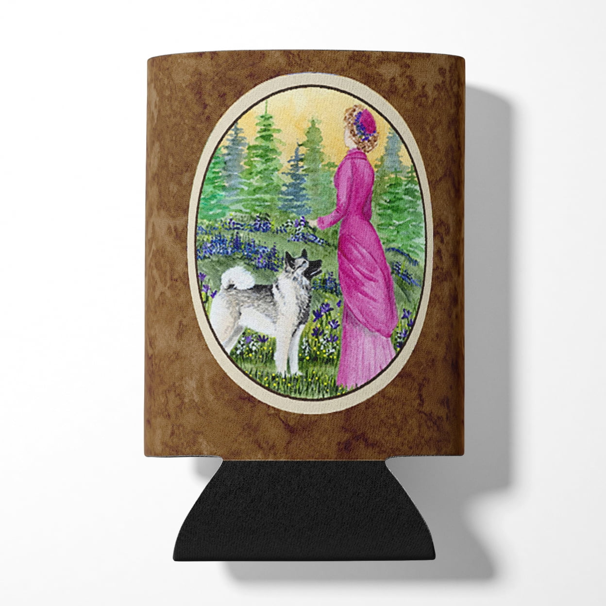 Caroline's Treasures SS8154CC Lady with her Norwegian Elkhound Can or Bottle Hugger, Can Hugger, multicolor