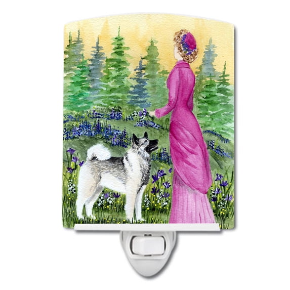 Caroline's Treasures SS8154CNL Lady with her Norwegian Elkhound Ceramic Night Light, 6x4x3", multicolor