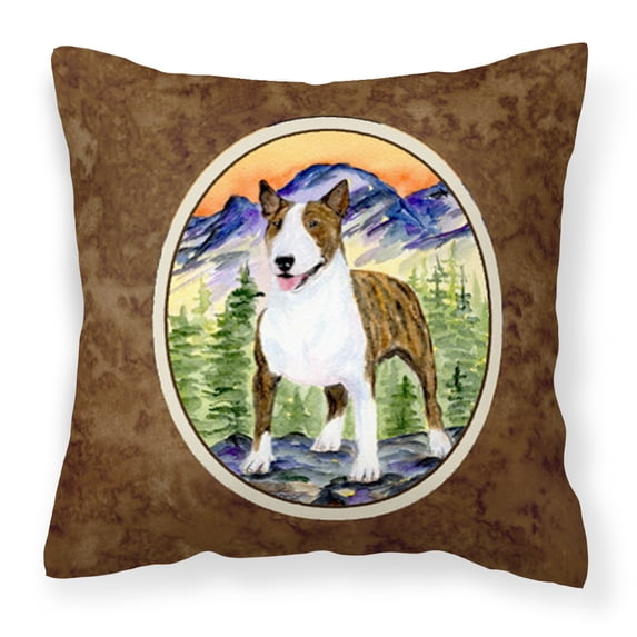 Caroline's Treasures SS8167PW1414 Bull Terrier Fabric Decorative Pillow, 14Hx14W, multicolor
