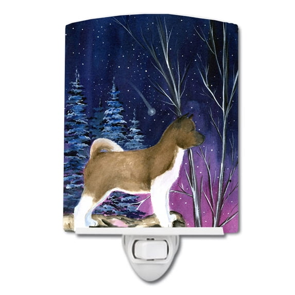 Caroline's Treasures SS8352CNL Starry Night Akita Ceramic Night Light, 6x4x3", multicolor