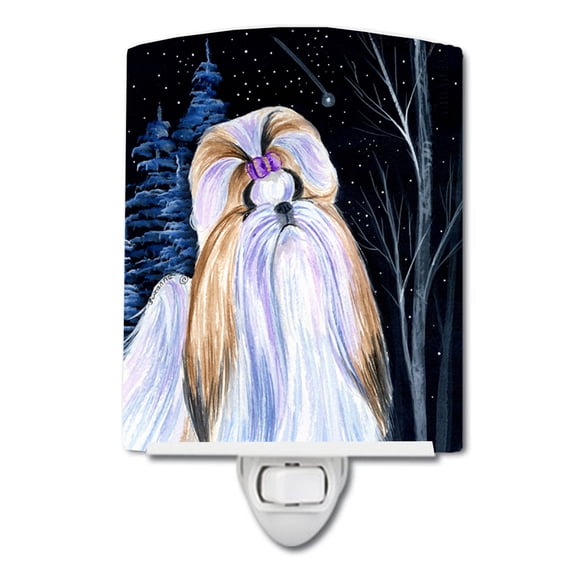 Caroline's Treasures SS8381CNL Starry Night Shih Tzu Ceramic Night Light, 6x4x3", multicolor