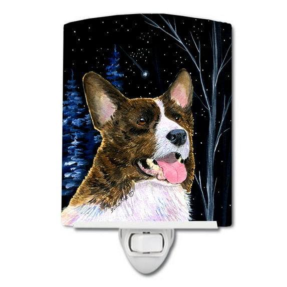 Starry Night Corgi Ceramic Night Light