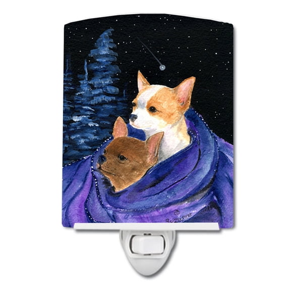 Caroline's Treasures SS8513CNL Starry Night Chihuahua Ceramic Night Light, 6x4x3", multicolor