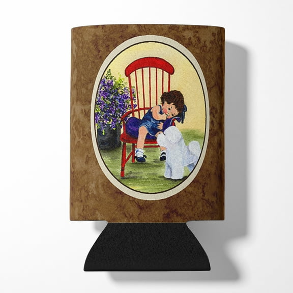 Caroline's Treasures SS8533CC Little Girl with her Bichon Frise Can or Bottle Hugger, Can Hugger, multicolor