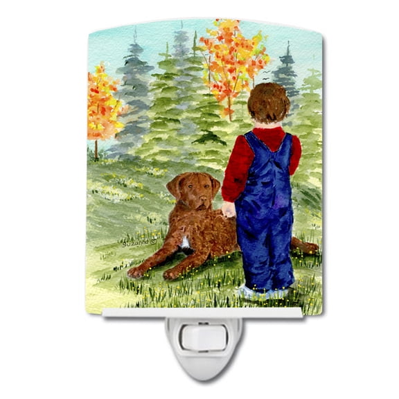 Caroline's Treasures SS8547CNL Little boy with his Chesapeake Bay Retriever Ceramic Night Light, 6x4x3", multicolor