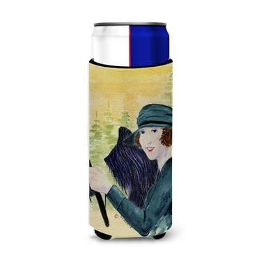 Caroline's Treasures SS8549MUK Lady driving with her Briard Ultra Hugger for slim cans, Slim Can, multicolor
