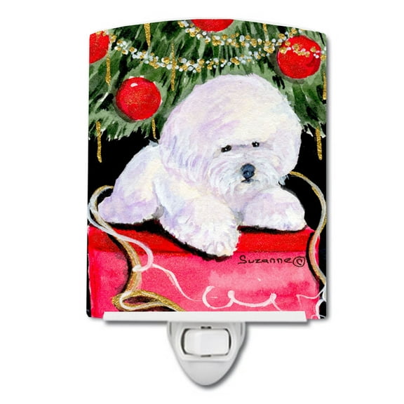 Caroline's Treasures SS8957CNL Christmas Tree with Bichon Frise Ceramic Night Light, 6x4x3", multicolor