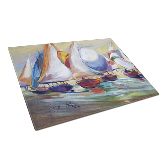 Caroline's Treasures Sailboat Race in Dauphin Island Glass Cutting Board Large