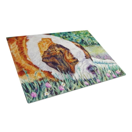 Caroline's Treasures Saint Bernard Naptime Glass Cutting Board Large