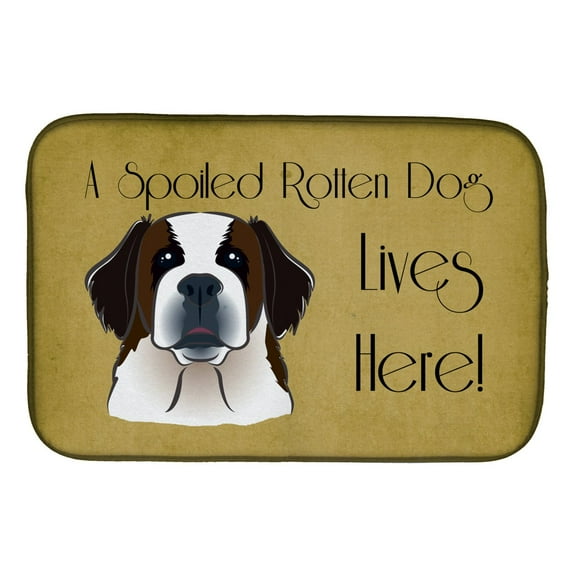 Saint Bernard Spoiled Dog Lives Here Dish Drying Mat