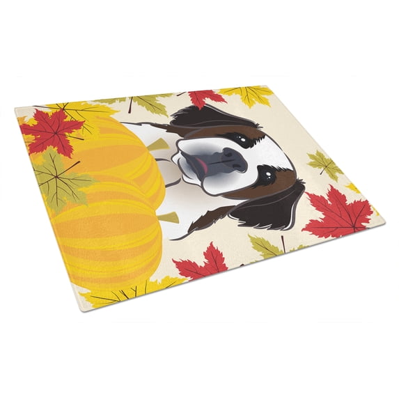 Caroline's Treasures Saint Bernard Thanksgiving Glass Cutting Board Large