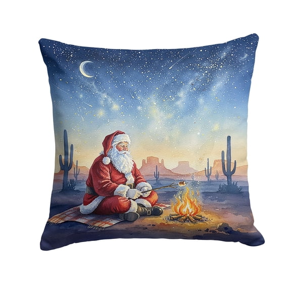 Caroline's Treasures Santa Claus by The Campfire Christmas Throw Pillow Decorative Indoor Outdoor Accent Cushion for Couch, Bed or Patio, 14Hx14W