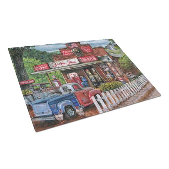 Caroline's Treasures Saturday Morning at the Shop Glass Cutting Board Large