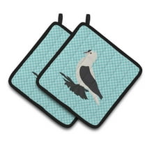 Caroline's Treasures Saxon Fairy Swallow Pigeon Blue Check Pair of Pot Holders