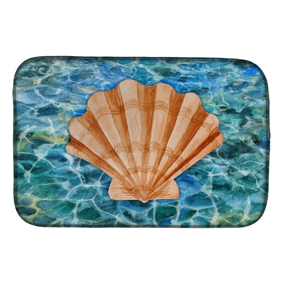 Caroline's Treasures Scallop Shell and Water Dish Drying Mat