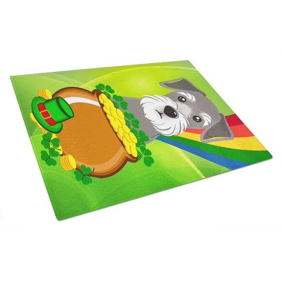 Caroline's Treasures Schnauzer St. Patrick's Day Glass Cutting Board Large