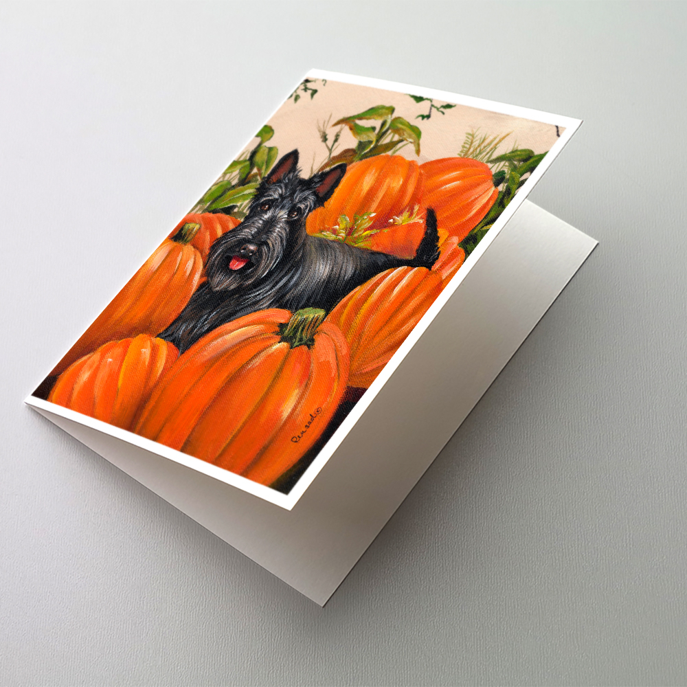Scottish Terrier Scottie Pumpkins Greeting Cards and Envelopes Pack of 8