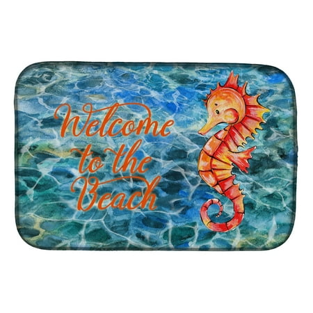 Caroline's Treasures Seahorse Welcome Dish Drying Mat