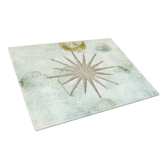 Caroline's Treasures Shells Navagation Star Glass Cutting Board Large