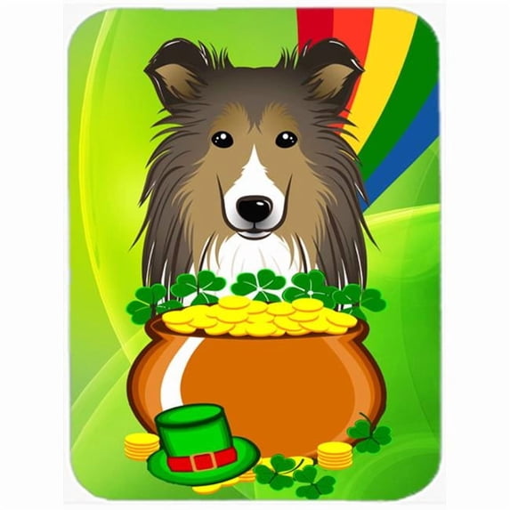 Caroline's Treasures Sheltie St. Patrick's Day Glass Cutting Board Large