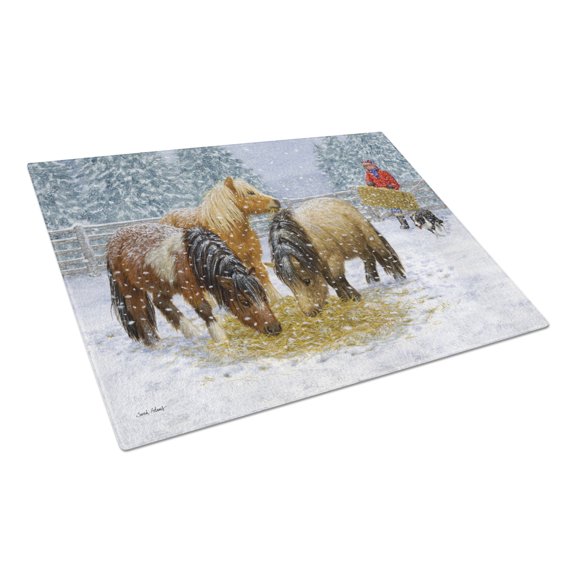 Caroline's Treasures Shetland Ponies Glass Cutting Board Large