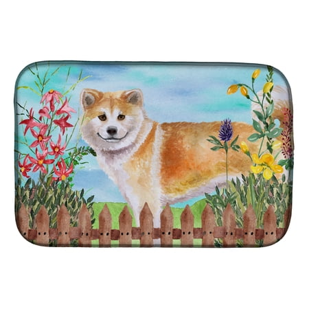 Caroline's Treasures Shiba Inu Spring Dish Drying Mat