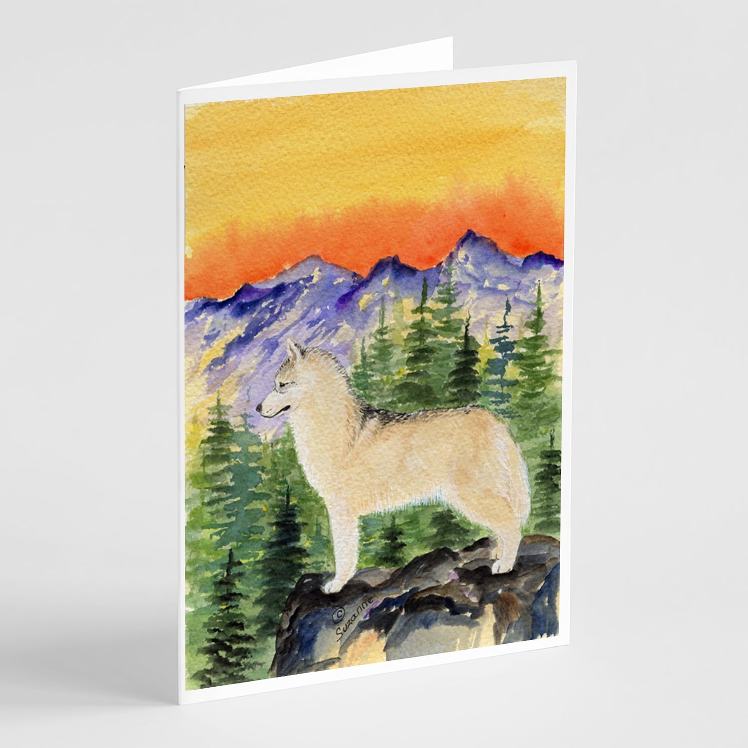 Caroline's Treasures Siberian Husky Greeting Cards with Envelopes, 5" x 7" (8 Count)