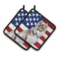 thumbnail image 1 of Caroline's Treasures Siberian Husky Grey Patriotic Pair of Pot Holders, 1 of 2