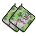thumbnail image 1 of Caroline's Treasures Siberian Husky Grey St Patrick's Pair of Pot Holders, 1 of 2