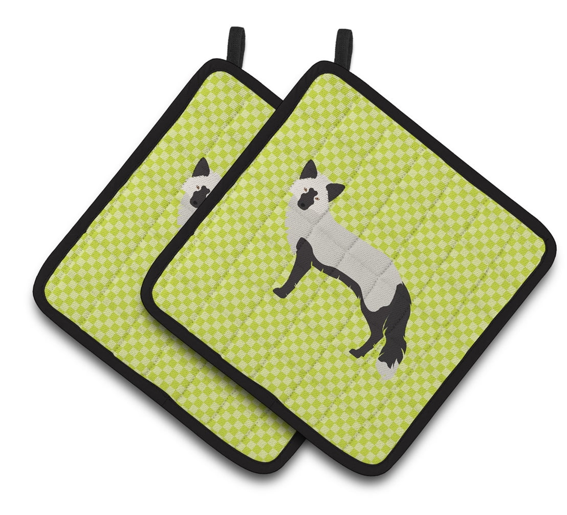 Caroline's Treasures Silver Fox Green Pair of Pot Holders