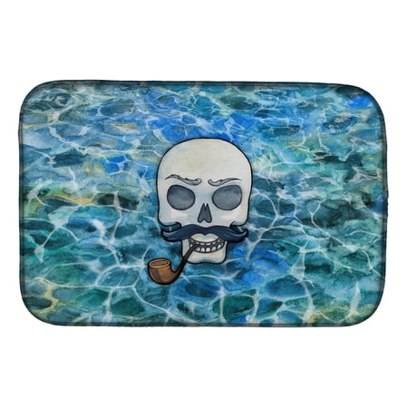 Caroline's Treasures Skeleton Skull Pirate Dish Drying Mat