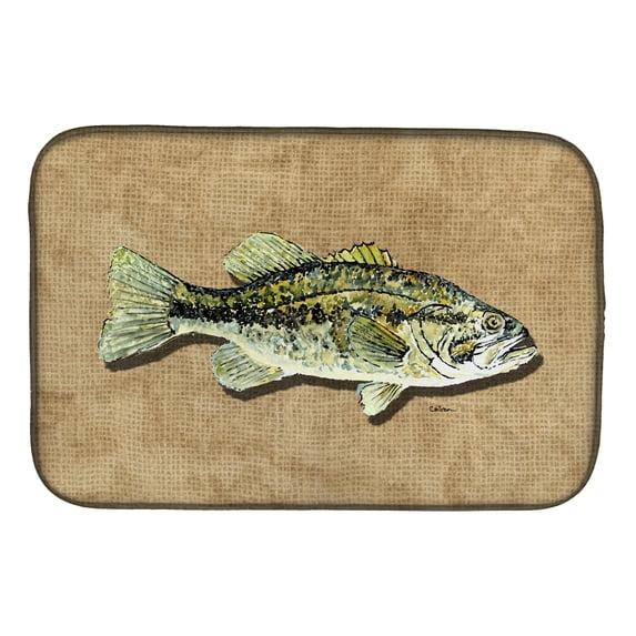 Caroline's Treasures Small Mouth Bass Dish Drying Mat